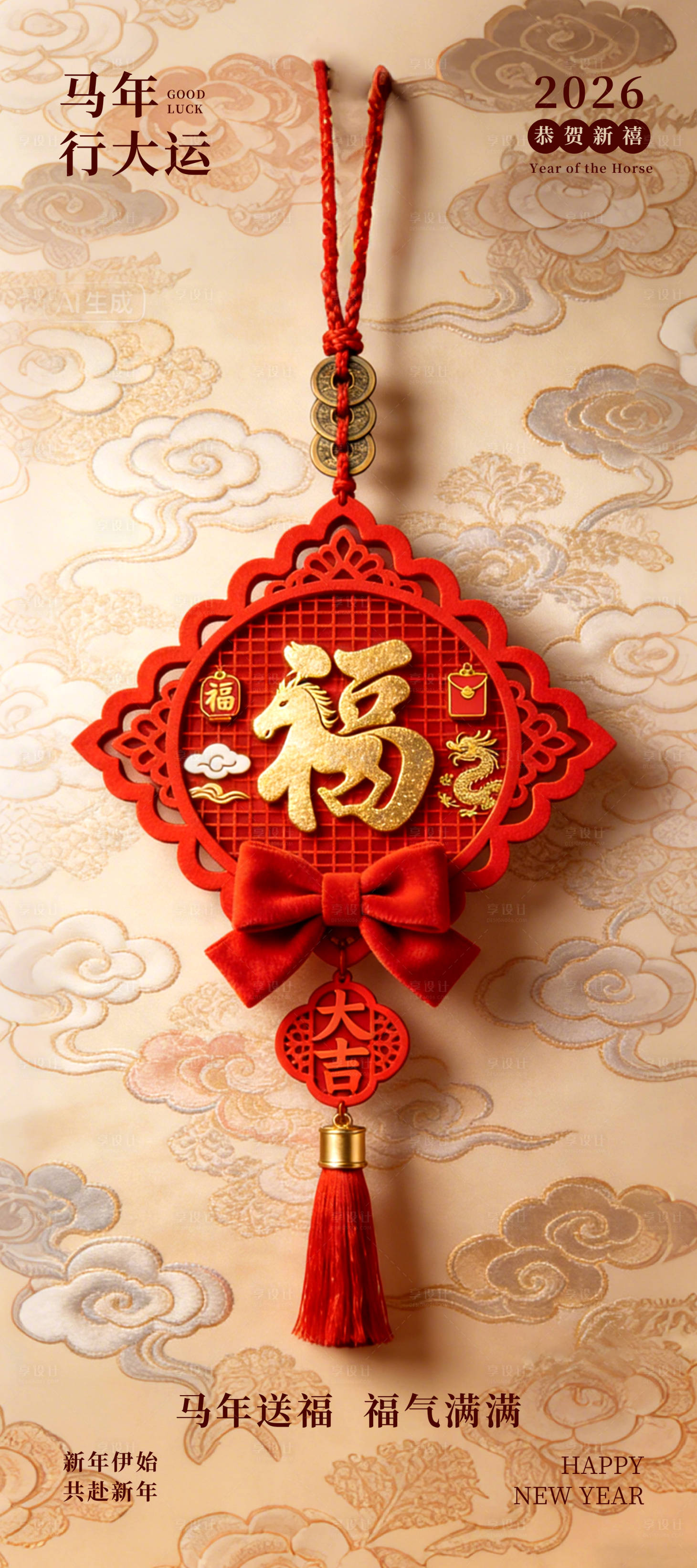 源文件下载【享设计】搜索编号：13510035010291801【新春纳福海报】