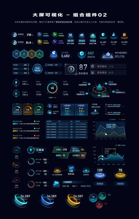 源文件下载【享设计】搜索编号：29380034813813819【大屏可视化组件混合UI设计】