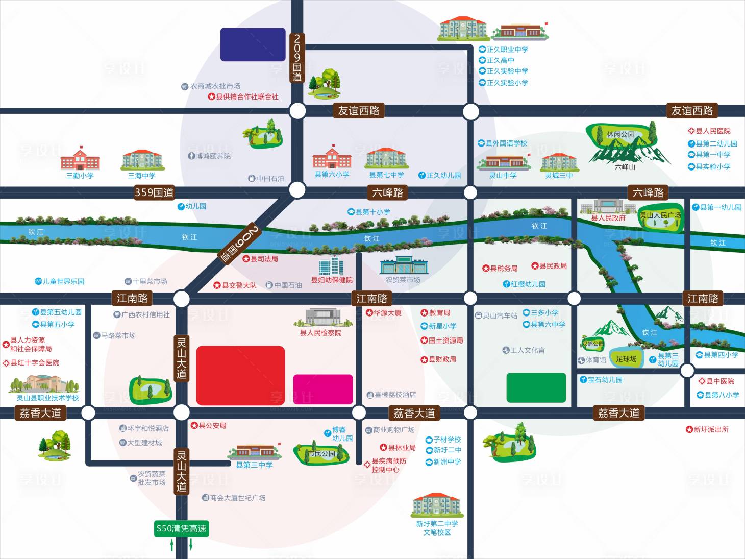 源文件下载【享设计】搜索编号：53470034925504418【房地产区域图】