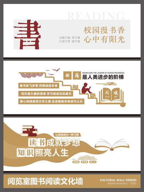 源文件下载【享设计】搜索编号：30350035307248182【图书阅览室阅读背景板文化墙】