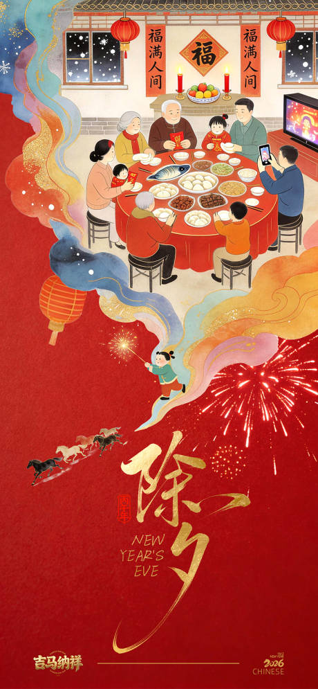 源文件下载【享设计】搜索编号：85560035124605954【2026春节年夜饭海报】