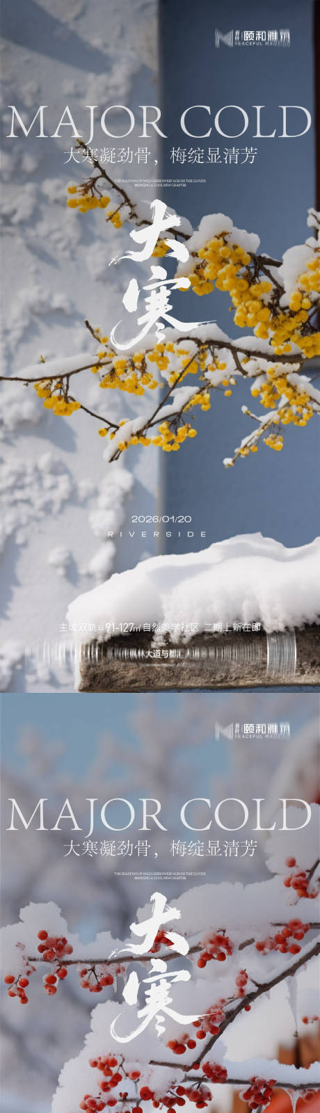 源文件下载【享设计】搜索编号：77480034998775587【大寒节气节日海报雪梅花腊梅】