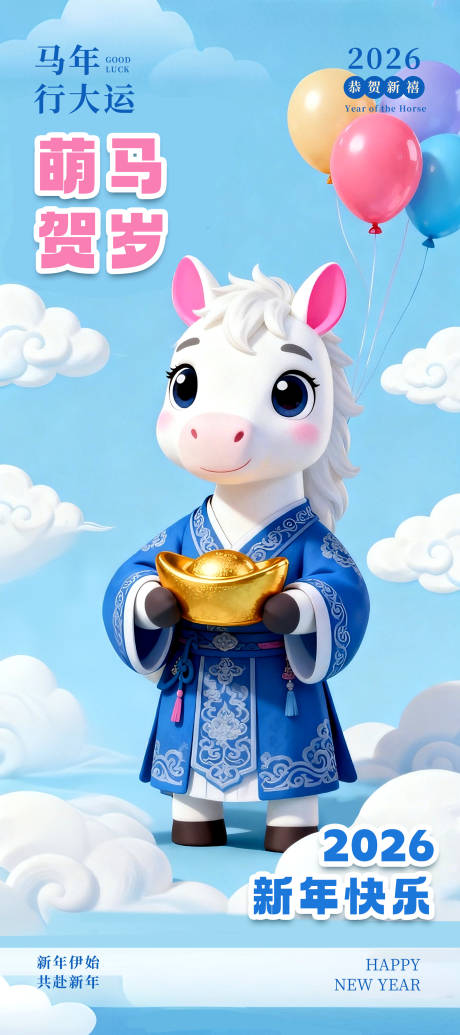 源文件下载【享设计】搜索编号：59360035083868206【2026萌马贺岁新年海报】
