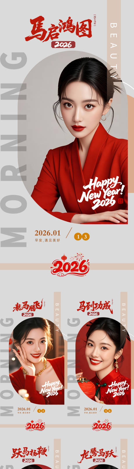 源文件下载【享设计】搜索编号：34870034945224612【医美早安新年马年海报】