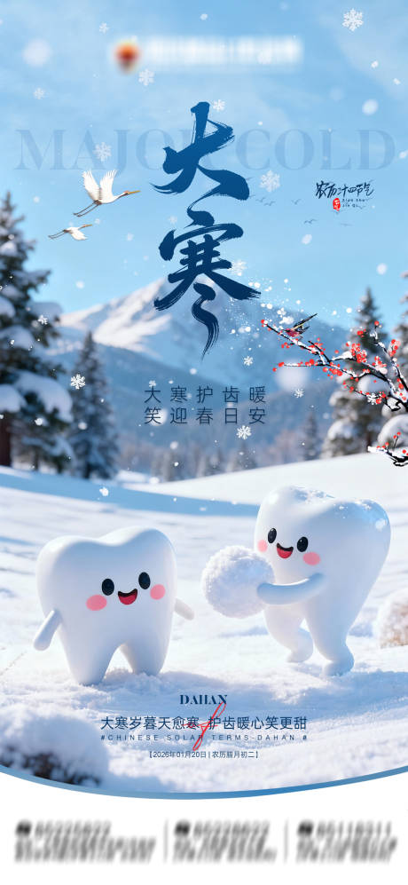 源文件下载【享设计】搜索编号：21070035074933358【节气大寒口腔海报】