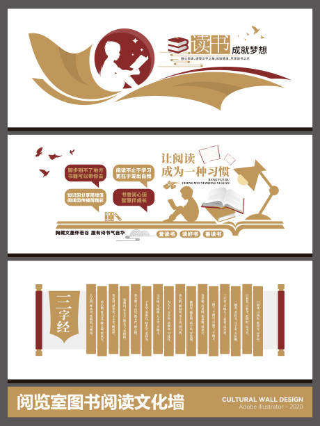 源文件下载【享设计】搜索编号：60290035307284564【图书阅览室阅读背景板文化墙】