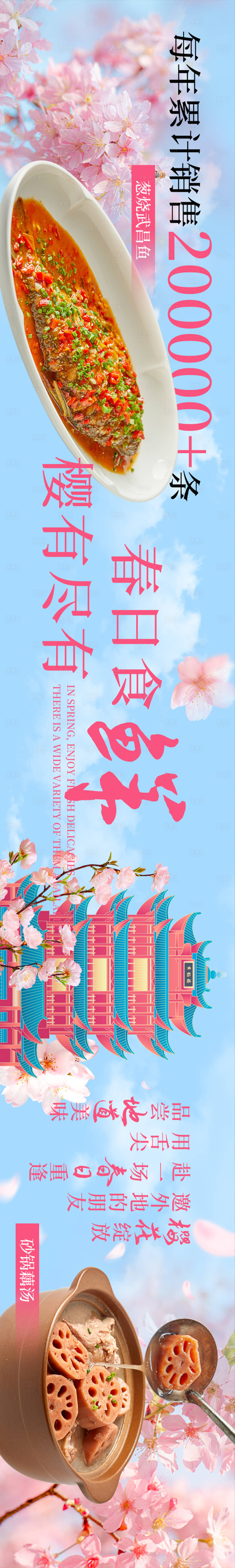 源文件下载【享设计】搜索编号：46730035262067089【春日樱花季湖北菜五连图】