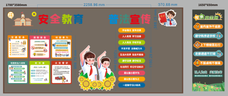 源文件下载【享设计】搜索编号：34210035249026354【学校板报安全教育文化墙背景板】