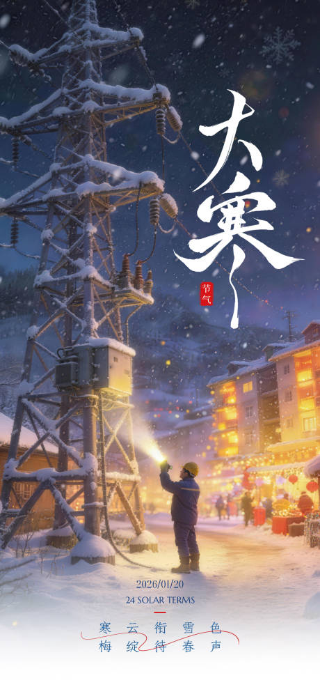 源文件下载【享设计】搜索编号：41040035111986587【大寒节气海报】