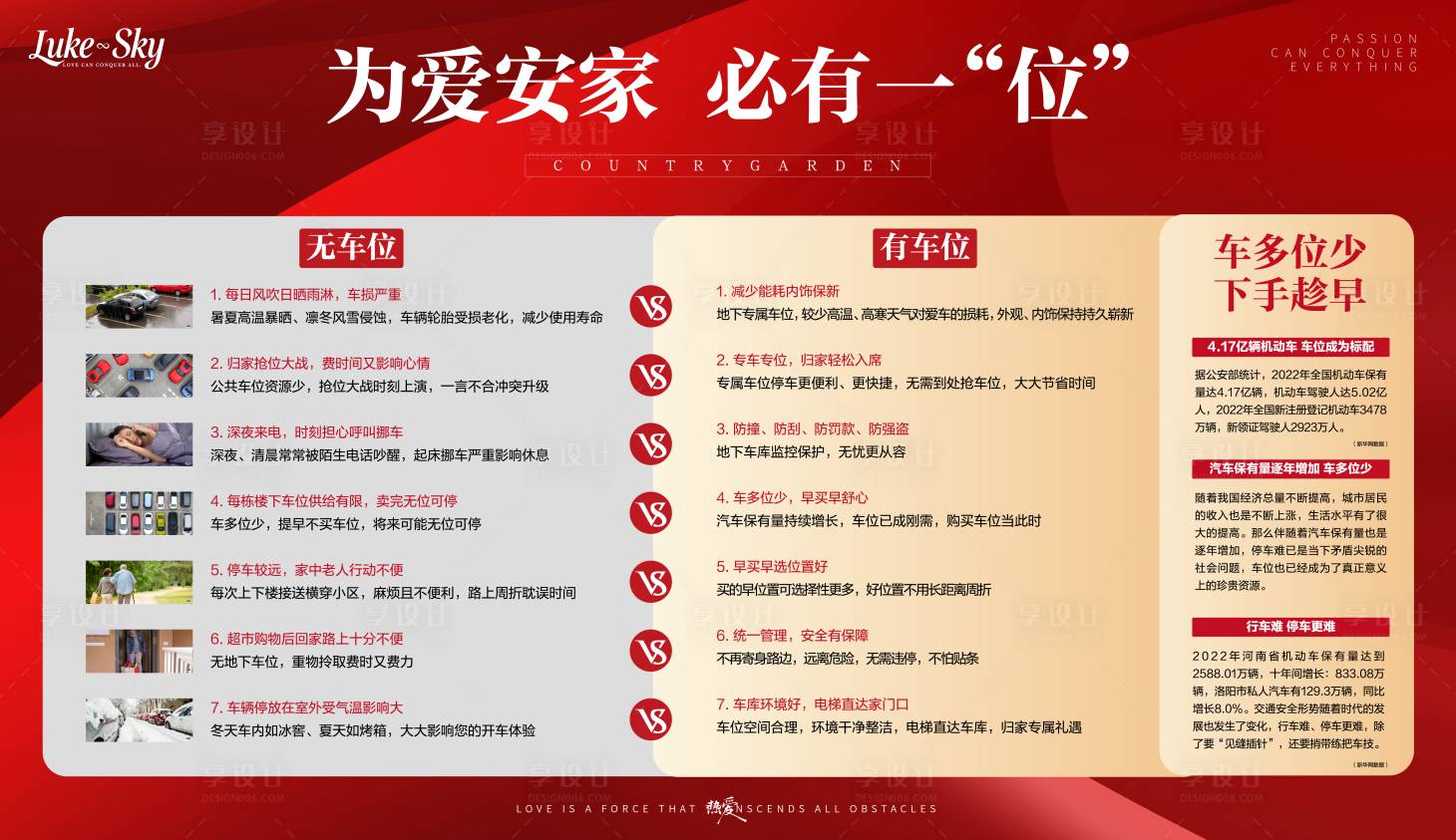 源文件下载【享设计】搜索编号：50480034806644186【红色鲜明为爱安家必有一位房产车位宣传】