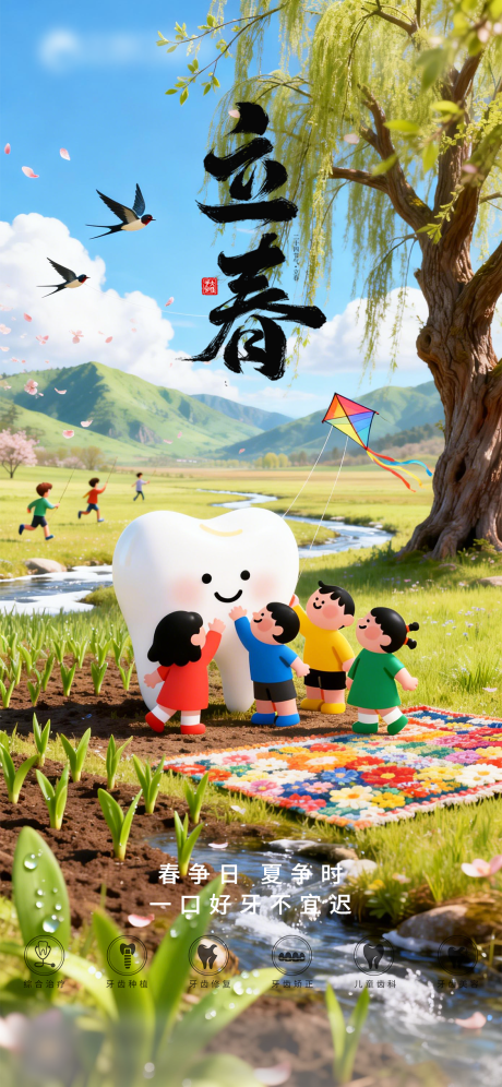 源文件下载【享设计】搜索编号：44980035133633255【口腔立春二十四节气海报朋友圈海报】