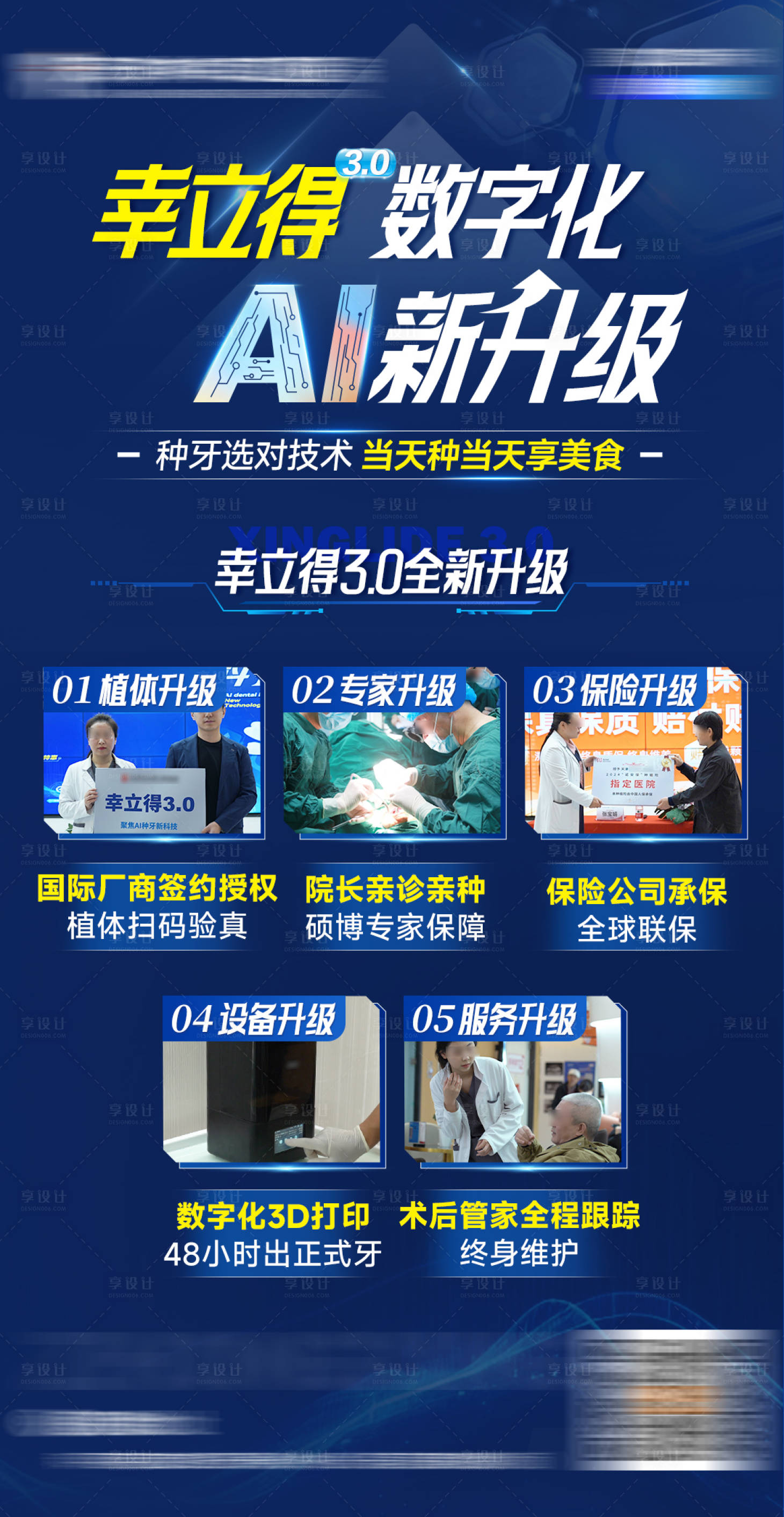 源文件下载【享设计】搜索编号：66420035280557470【口腔数字化种植技术优势海报】