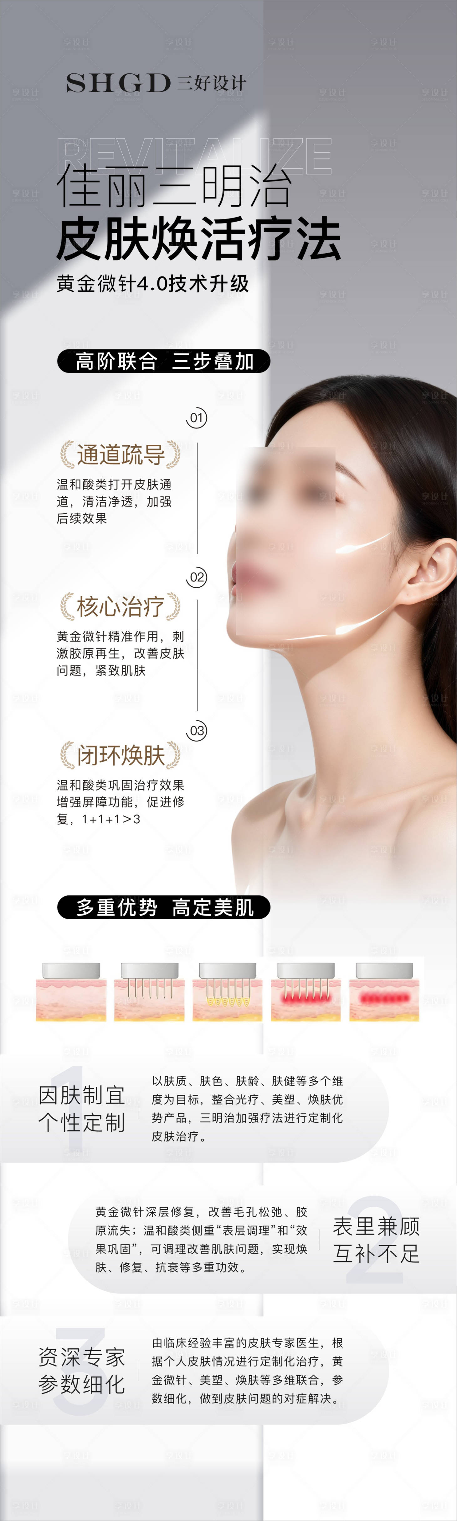 源文件下载【享设计】搜索编号：41680035051531381【皮肤管理皮肤抗衰黄金微针长图海报】