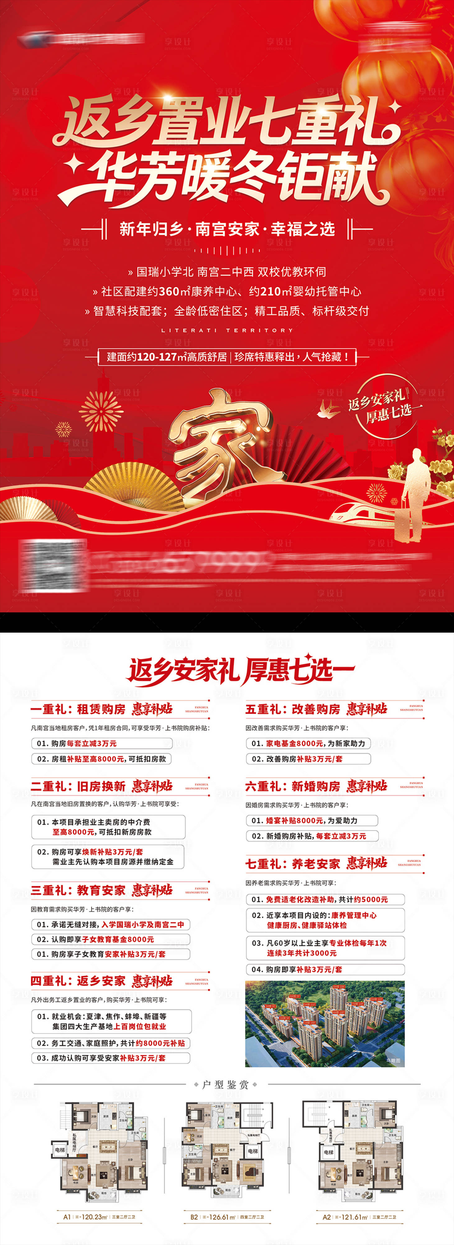 源文件下载【享设计】搜索编号：96600034884707019【新年返乡置业七重礼单页】