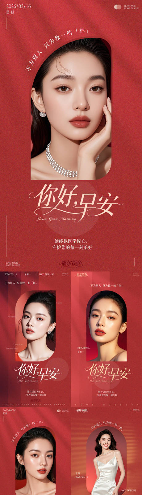 源文件下载【享设计】搜索编号：51370035008891848【医美早安系列海报】