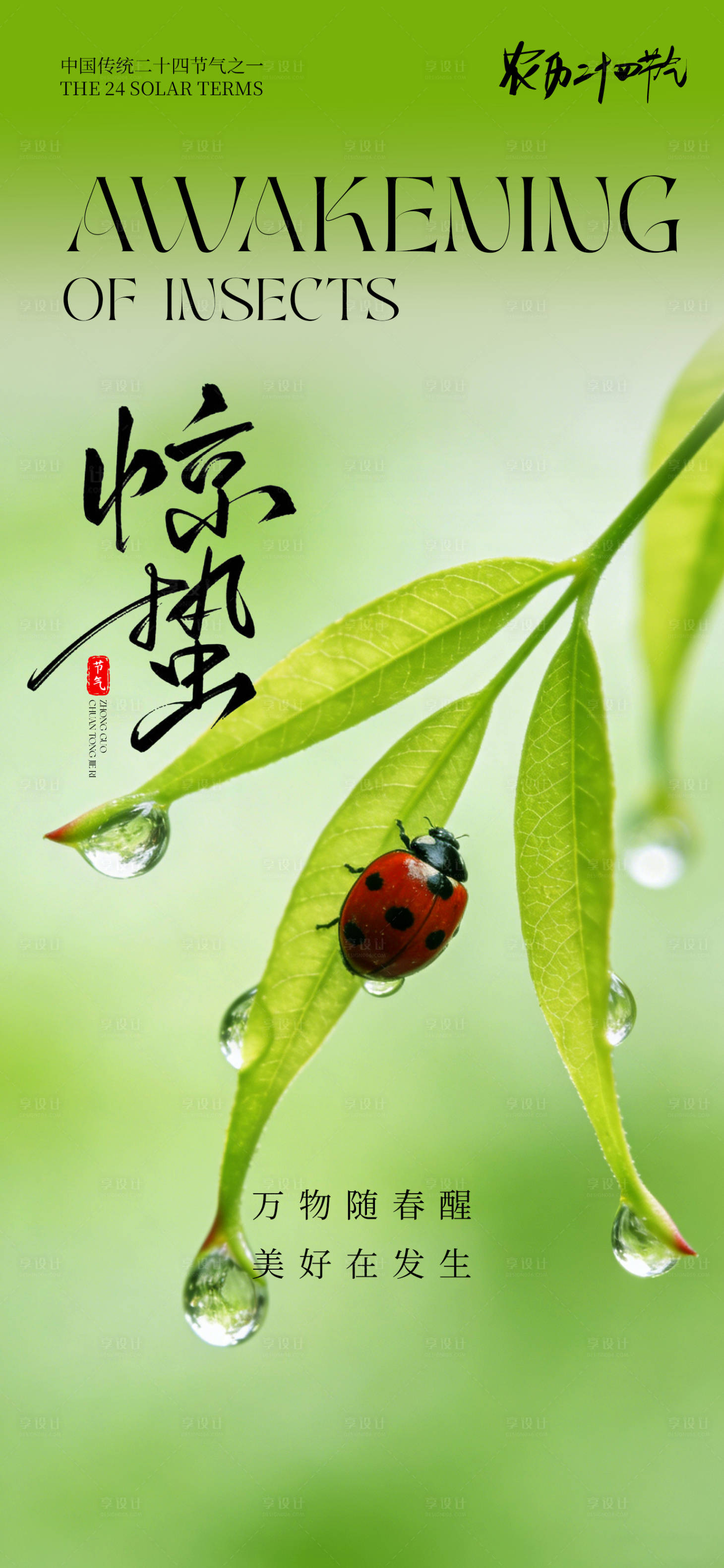 源文件下载【享设计】搜索编号：92430035275268777【24节气创意海报惊蛰海报】