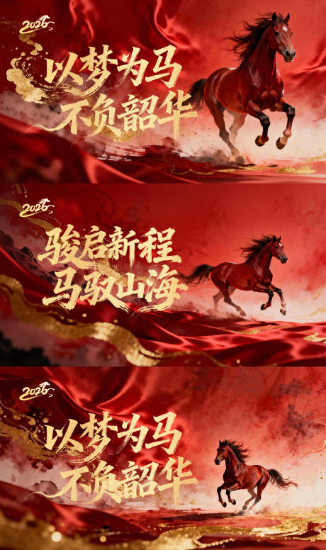 源文件下载【享设计】搜索编号：13920035030927330【马年新年年会活动展板】