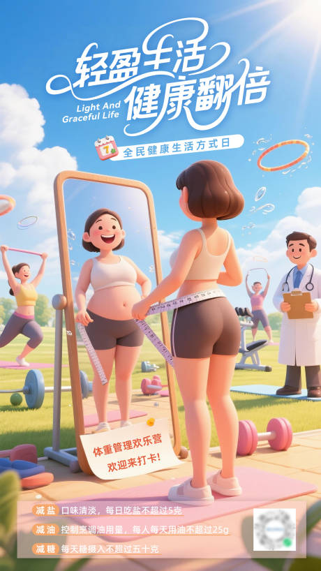 源文件下载【享设计】搜索编号：73250035162458529【健康生活减肥海报全民健康生活日】