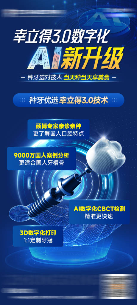 源文件下载【享设计】搜索编号：79600035280476982【口腔数字化种植技术优势海报】