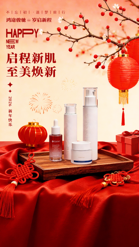 源文件下载【享设计】搜索编号：35080034867682401【新年护肤品促销海报】