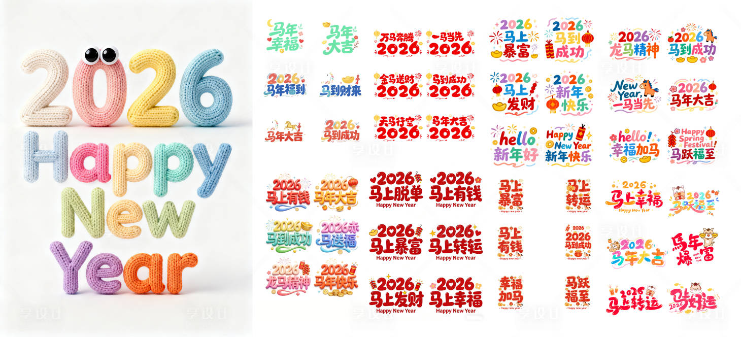 源文件下载【享设计】搜索编号：70890034962112916【2026马年艺术字】