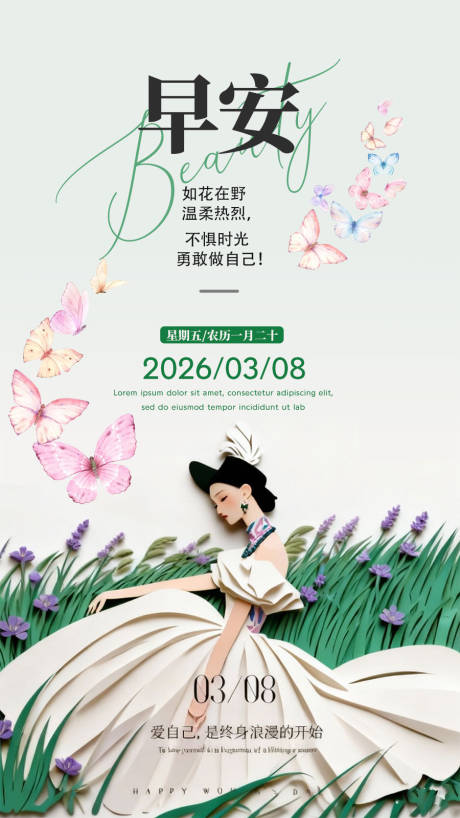 源文件下载【享设计】搜索编号：35770035183328325【三八早安海报】