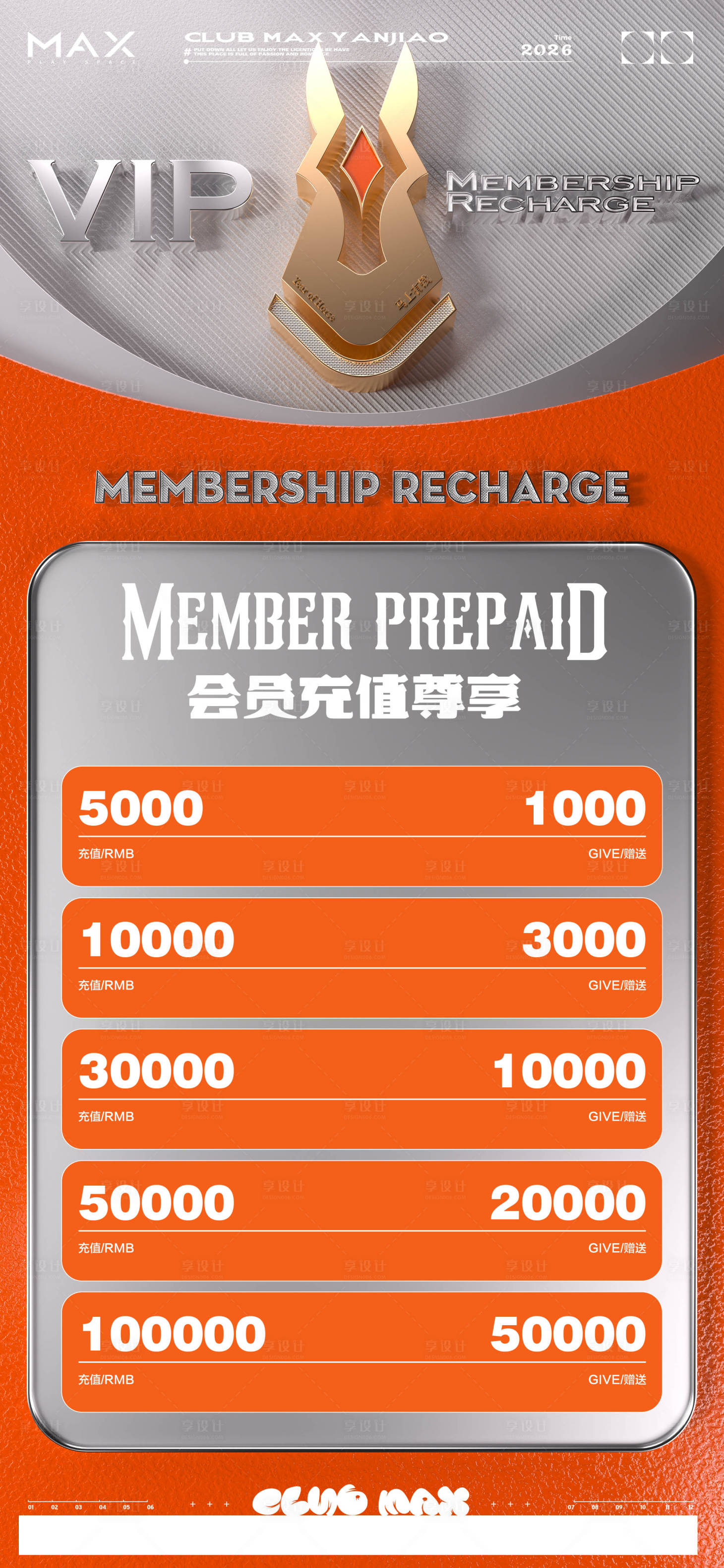 源文件下载【享设计】搜索编号：41950034978148820【酒吧会员充值海报】