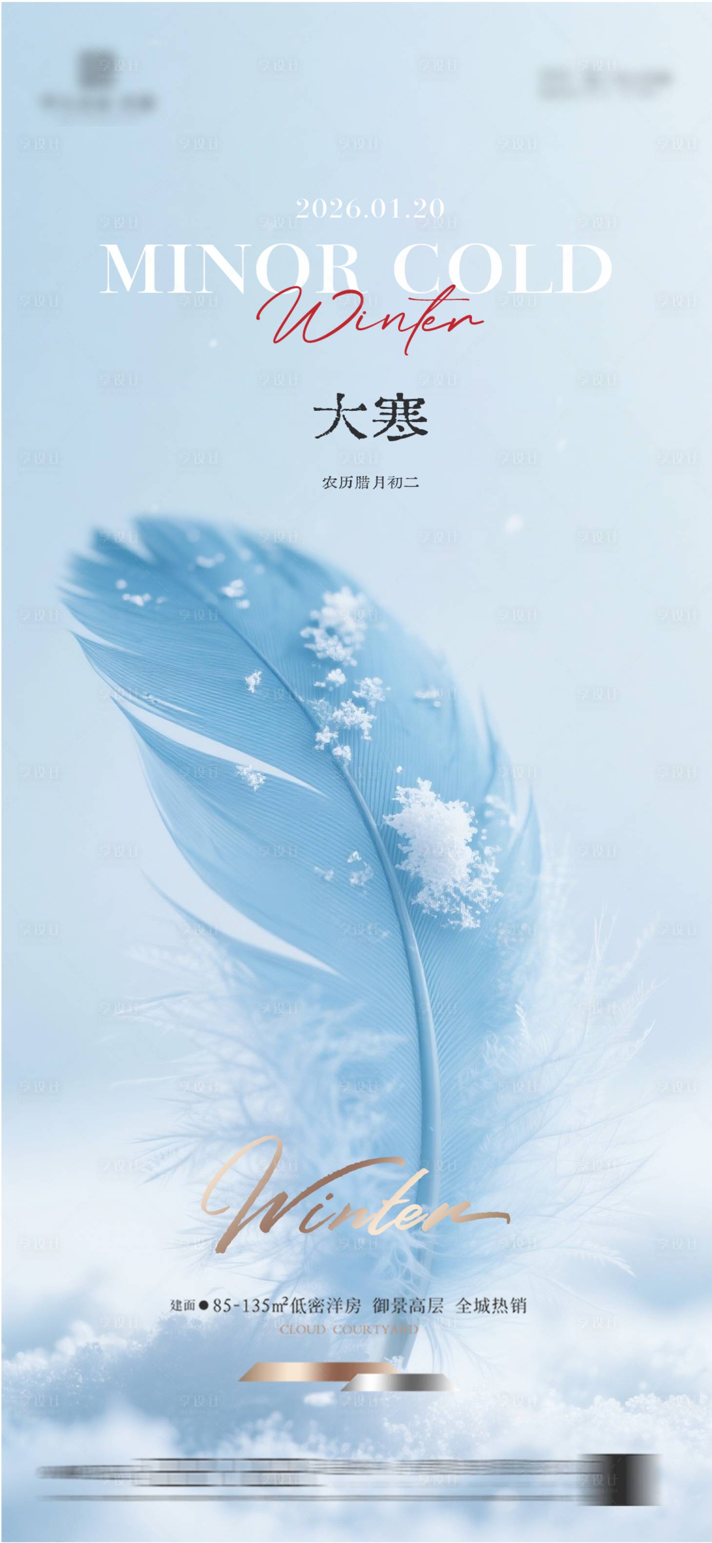 源文件下载【享设计】搜索编号：33330034876016415【大寒质感节气海报】