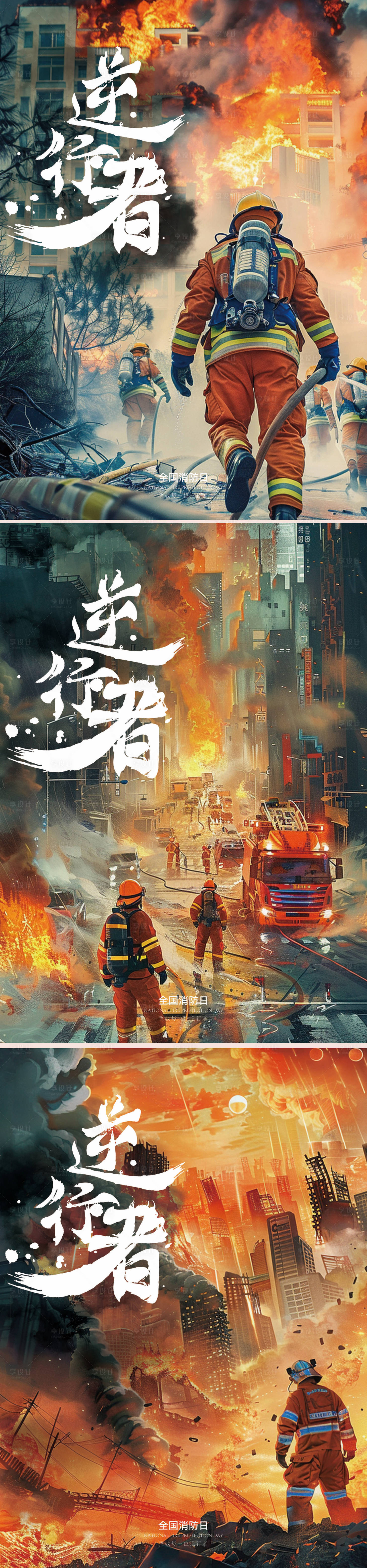 源文件下载【享设计】搜索编号：42190035269191031【全国消防日公益海报】