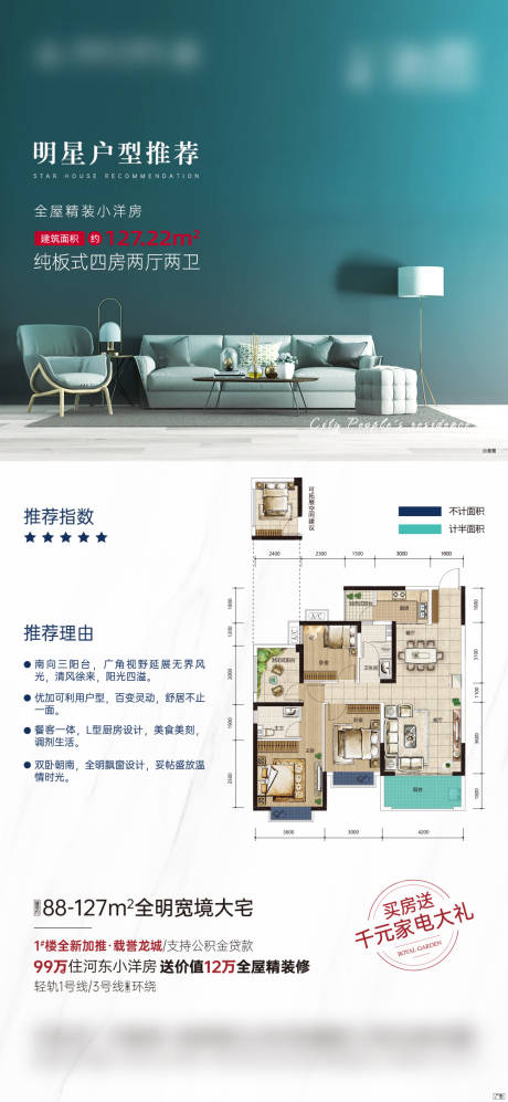 源文件下载【享设计】搜索编号：17000035235411238【地产户型价值点海报】