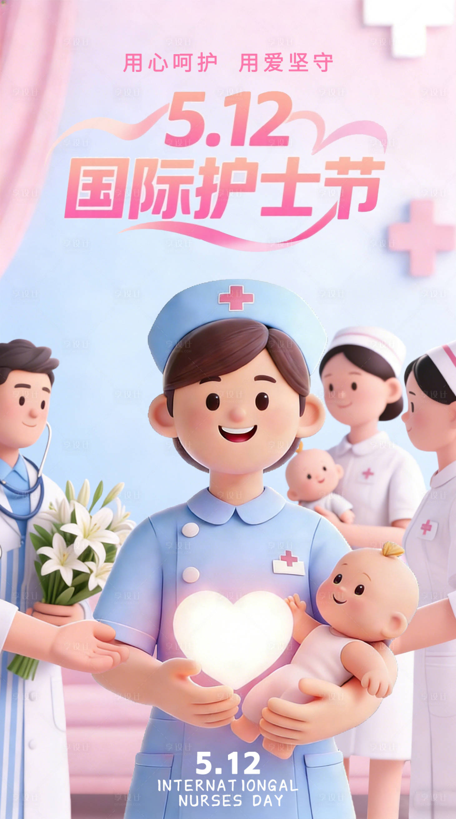 源文件下载【享设计】搜索编号：63820035284802084【C4D国际护士节海报】