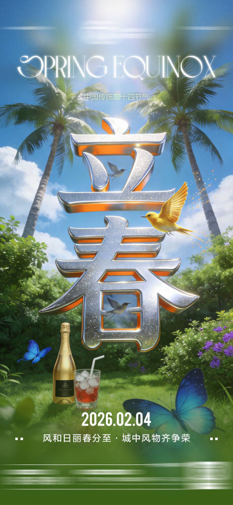 源文件下载【享设计】搜索编号：15780035219235221【酒吧立春二十四传统节气海报】