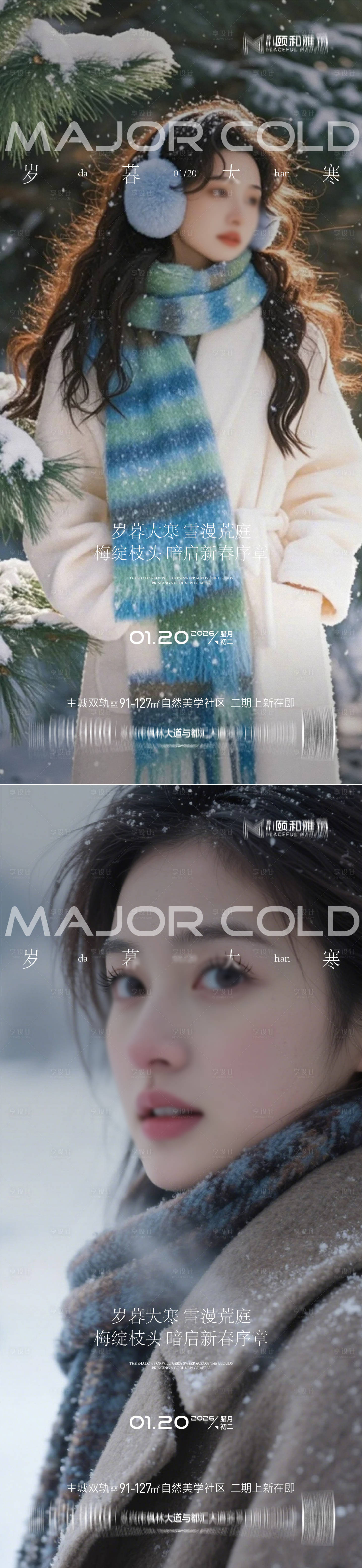 源文件下载【享设计】搜索编号：30170034998569657【大寒节气节日海报雪医美美容】