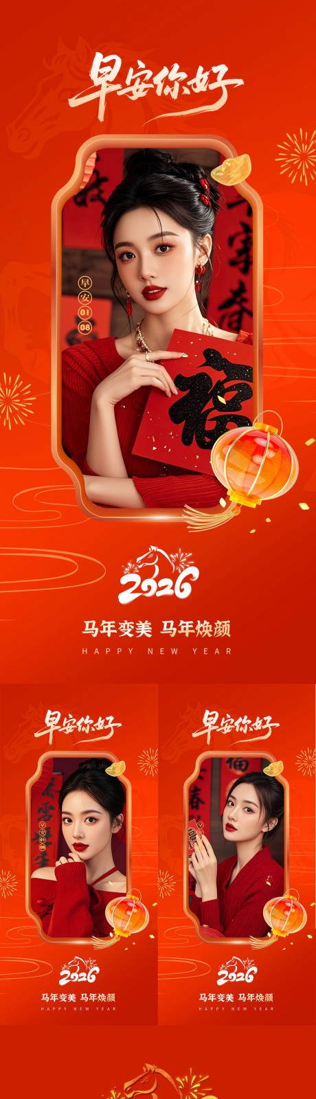 源文件下载【享设计】搜索编号：60880034900923112【医美早安新年海报】