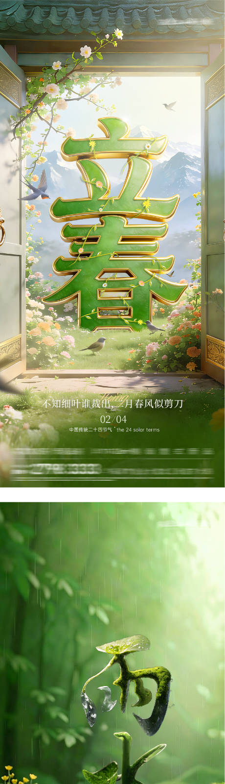 源文件下载【享设计】搜索编号：39860035294343710【立春雨水海报】