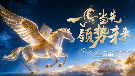 源文件下载【享设计】搜索编号：33660035120594811【马年主KV蓝色背景】