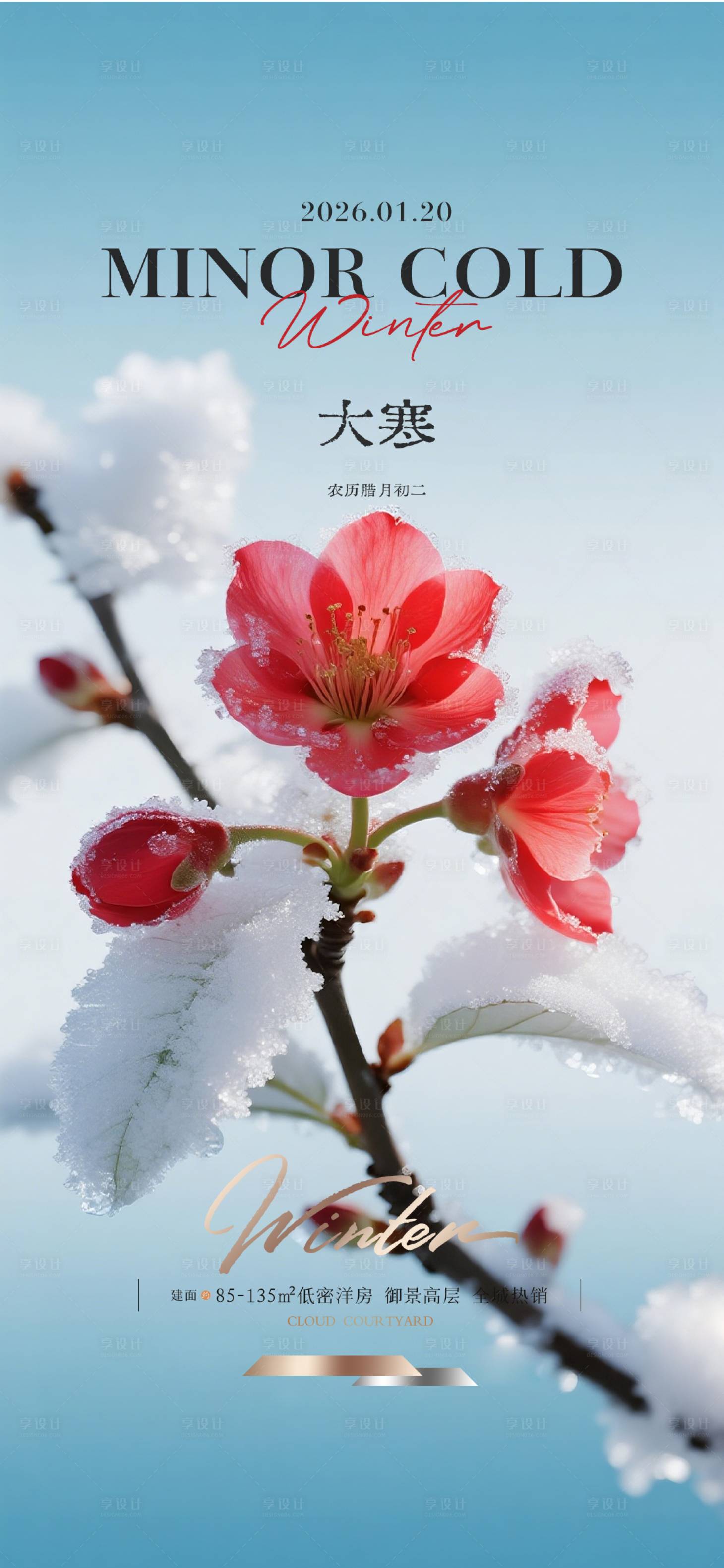 源文件下载【享设计】搜索编号：77180034904626142【大寒质感节气海报】