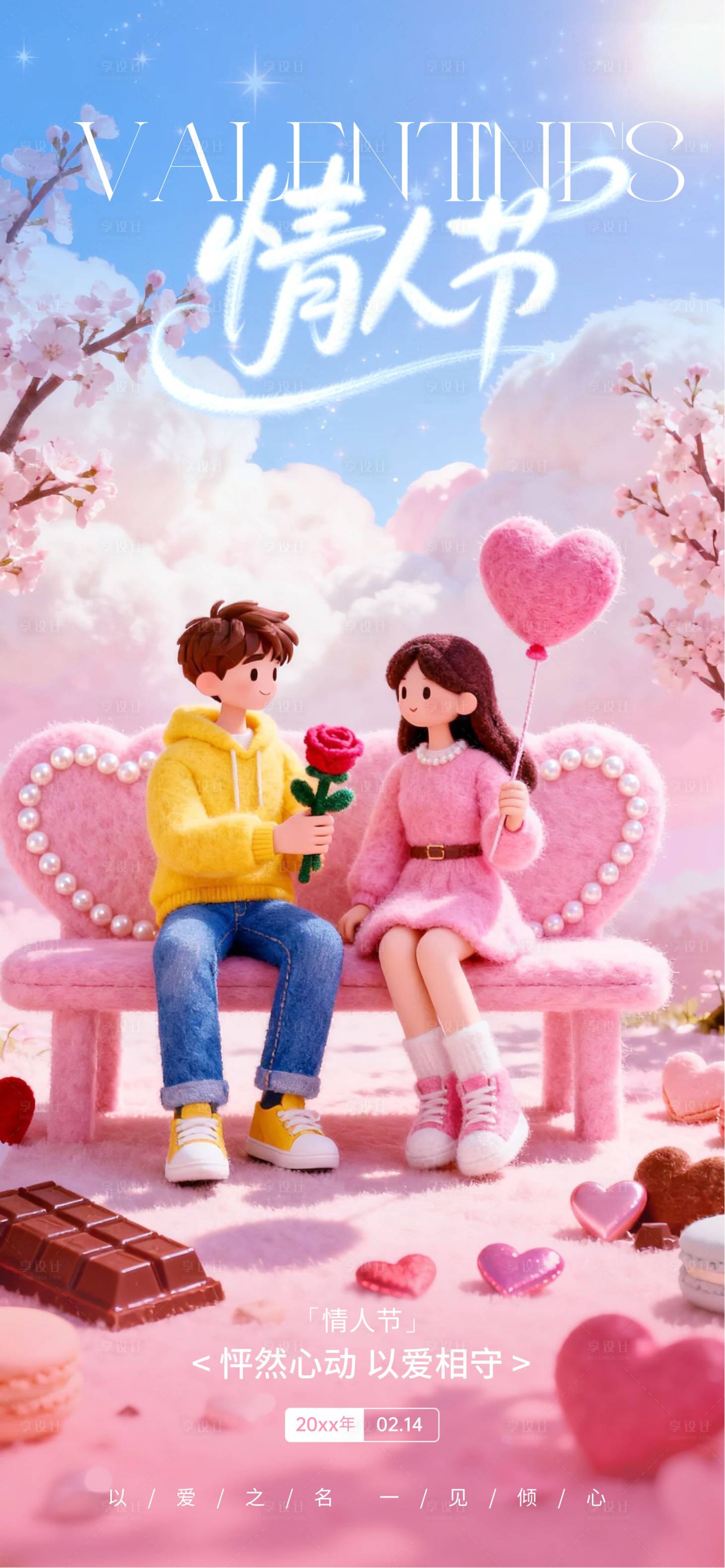 源文件下载【享设计】搜索编号：61400035133263440【情人节宣传海报】