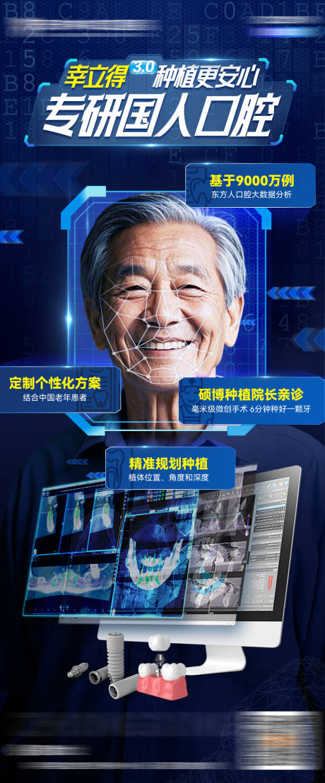 源文件下载【享设计】搜索编号：10700035280172625【口腔数字化种植技术优势海报】