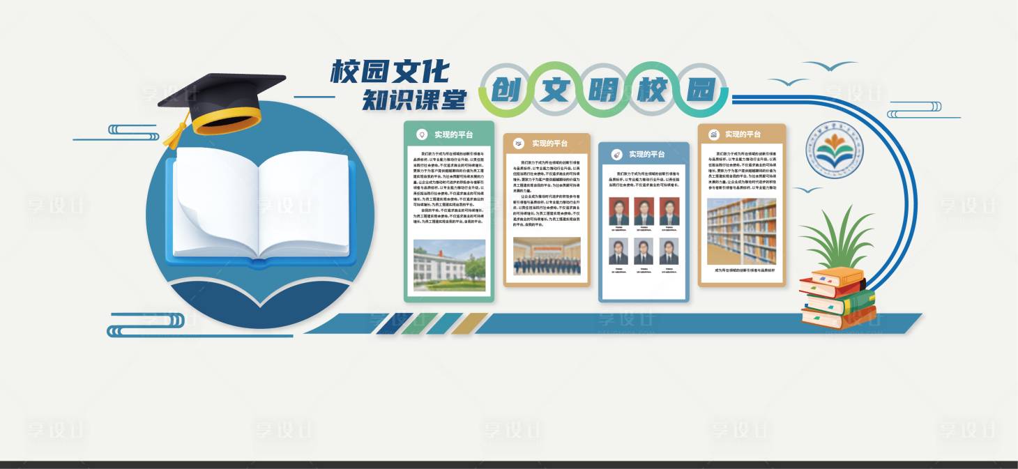 源文件下载【享设计】搜索编号：40270035056217692【学院学校文化墙  】