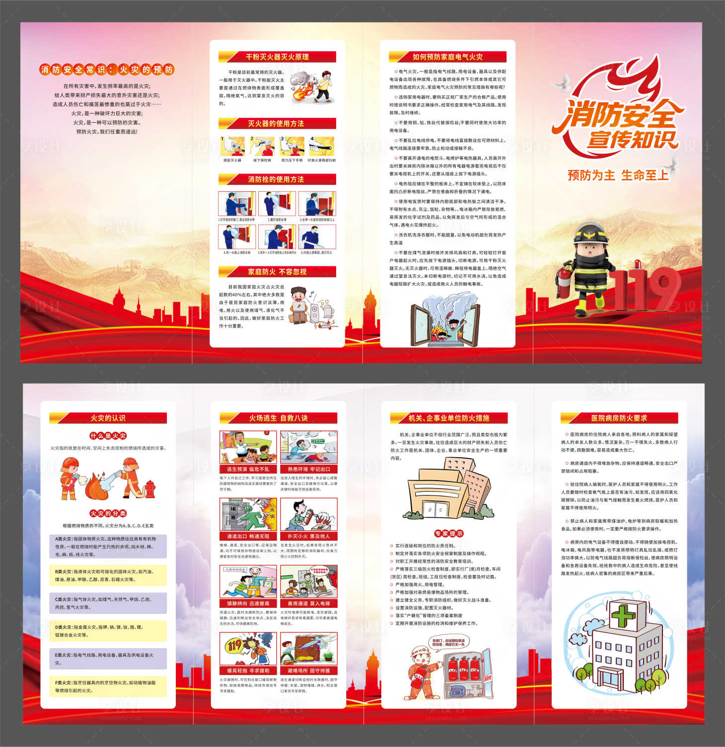 源文件下载【享设计】搜索编号：23560035073379949【消防安全四折页】