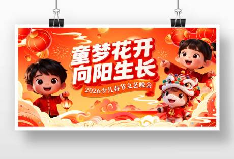 源文件下载【享设计】搜索编号：68430034917838945【2026少儿春节文艺晚会主KV】