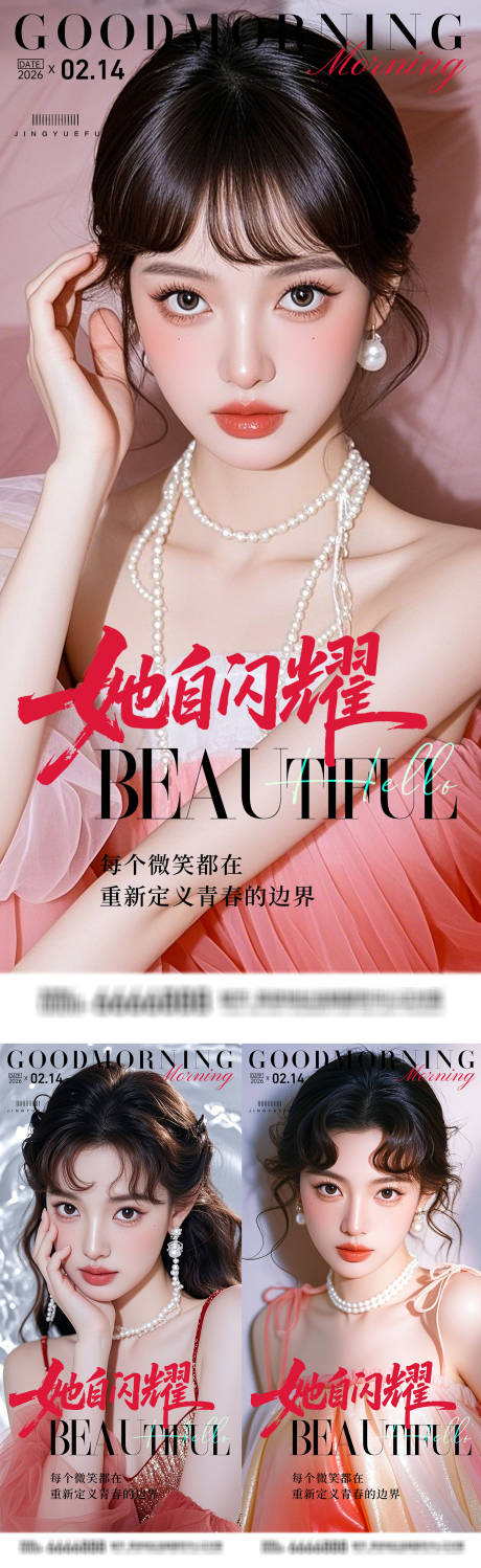 源文件下载【享设计】搜索编号：71800035151557857【医美早安系列海报】