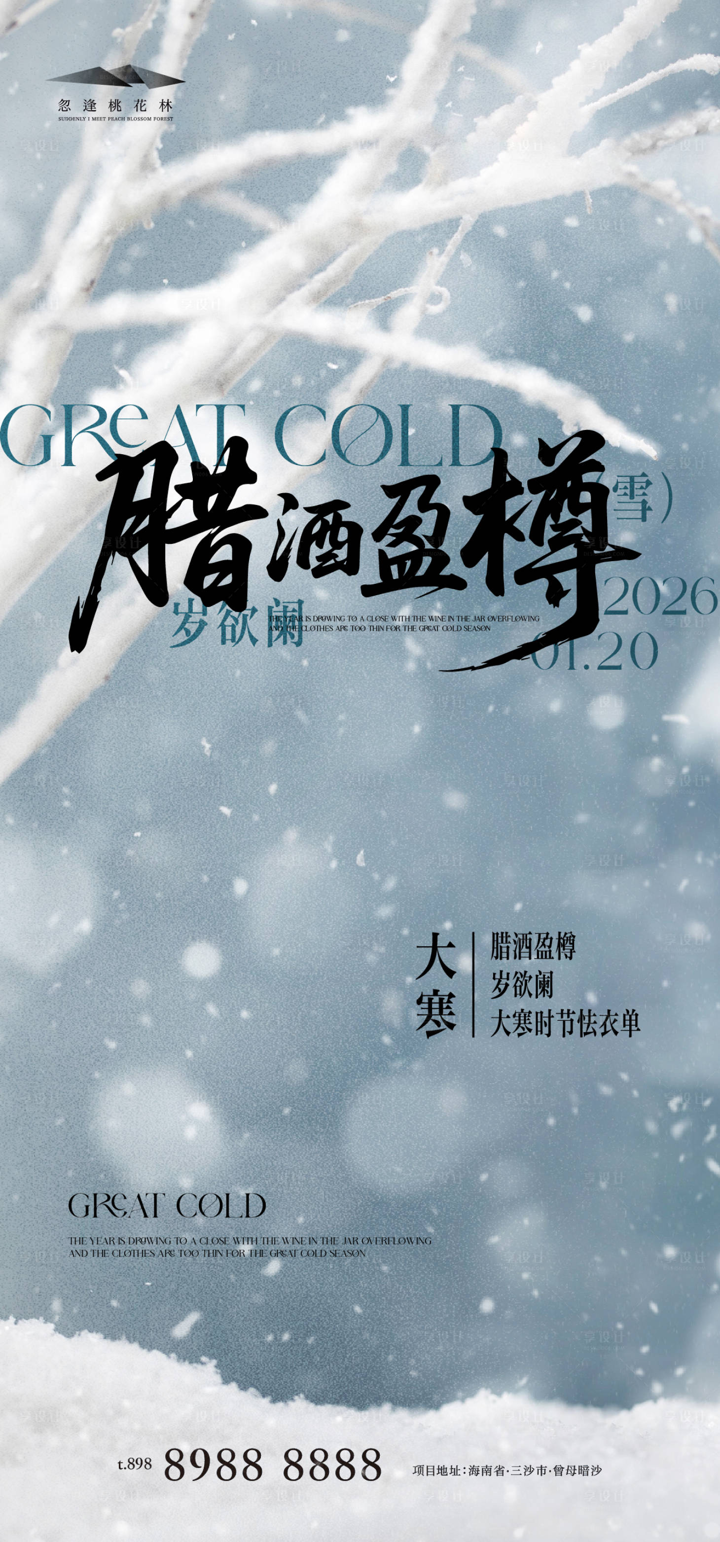 源文件下载【享设计】搜索编号：33530034833113117【大寒质感海报】