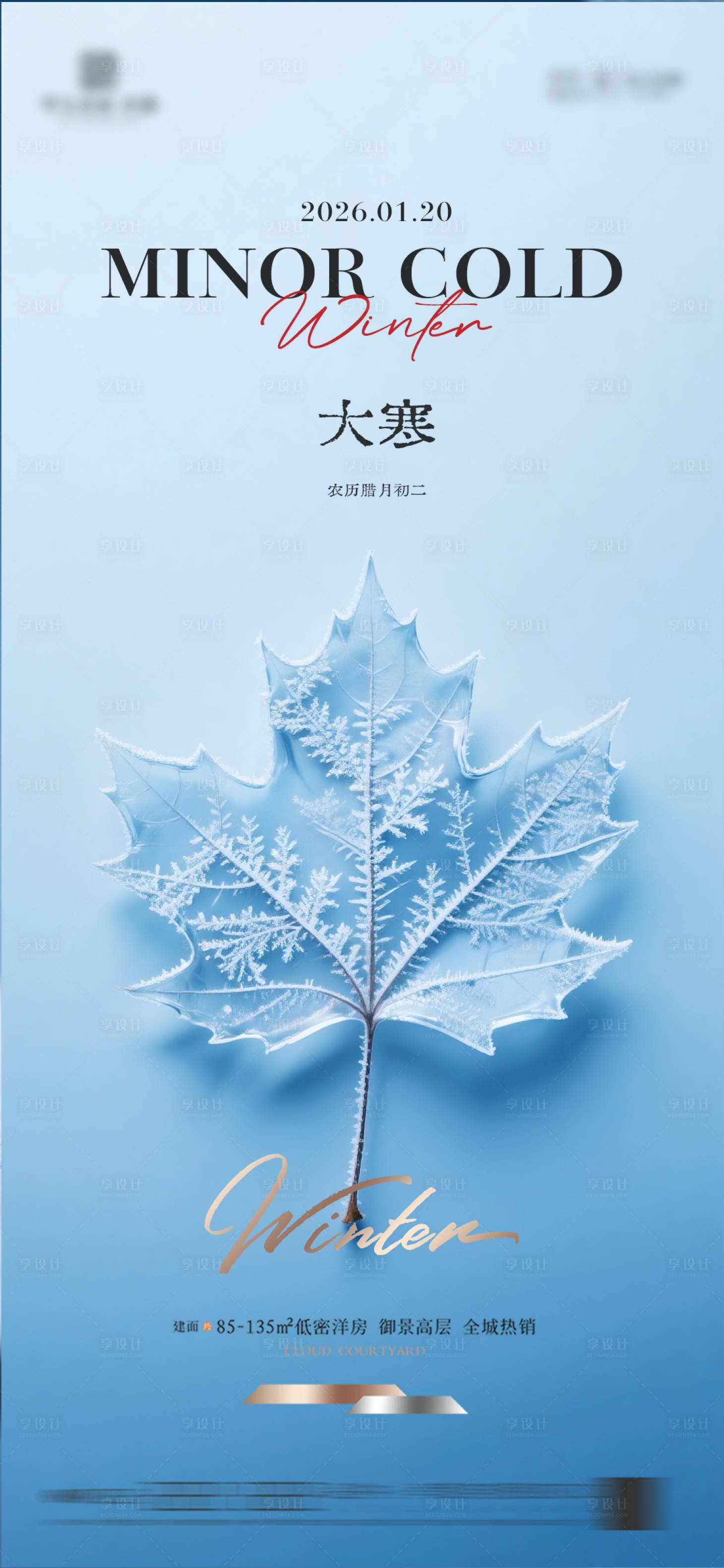 源文件下载【享设计】搜索编号：80500034861091424【地产大寒质感节气海报】