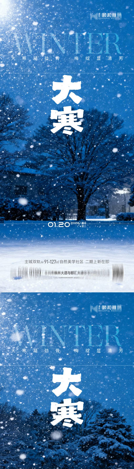 源文件下载【享设计】搜索编号：30130034998709664【大寒节气节日海报雪】