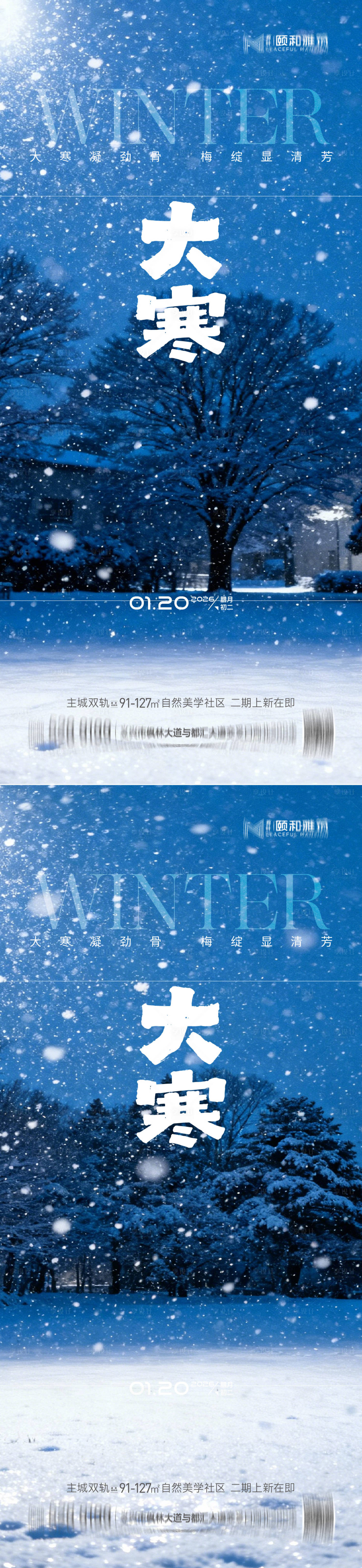 源文件下载【享设计】搜索编号：30130034998709664【大寒节气节日海报雪】