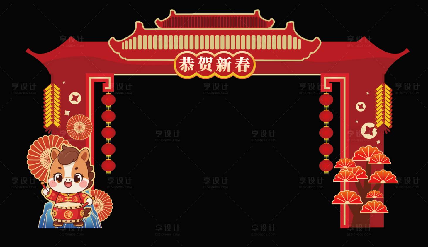 源文件下载【享设计】搜索编号：70630035234807842【新年中式门头美陈】