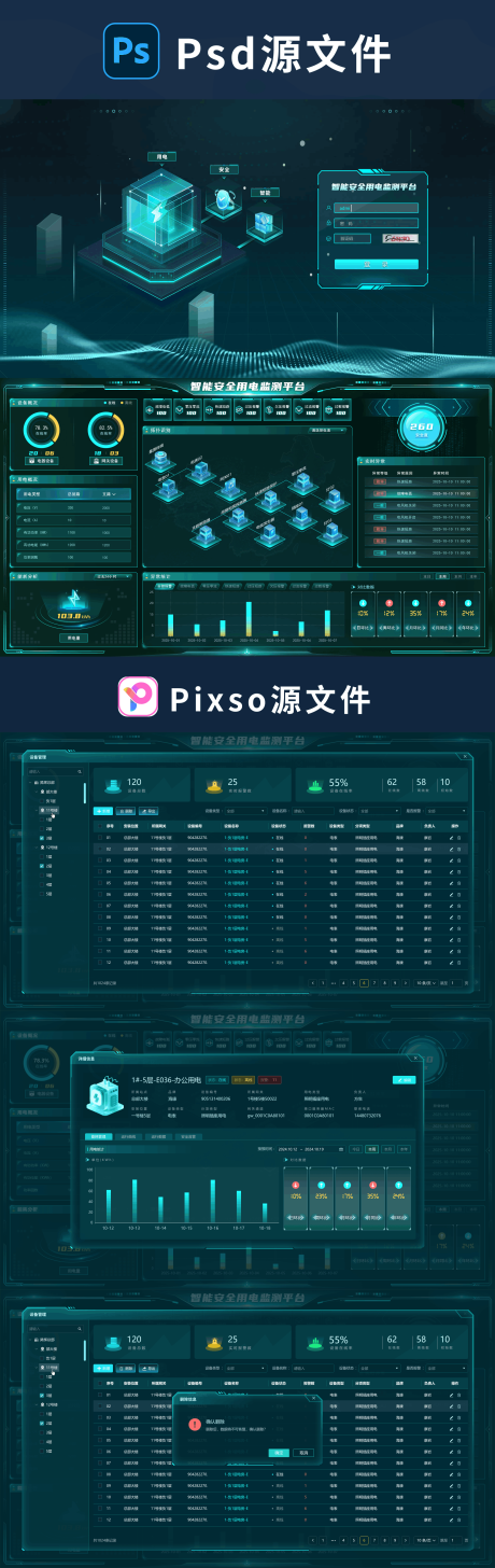源文件下载【享设计】搜索编号：31880034842777163【智能用电监测系统UI设计】