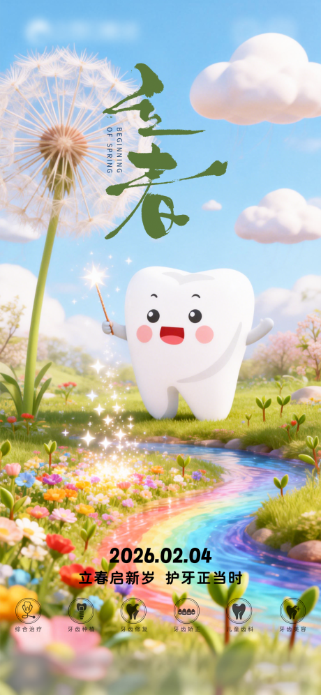 源文件下载【享设计】搜索编号：10340035133719542【口腔立春二十四节气海报朋友圈海报】